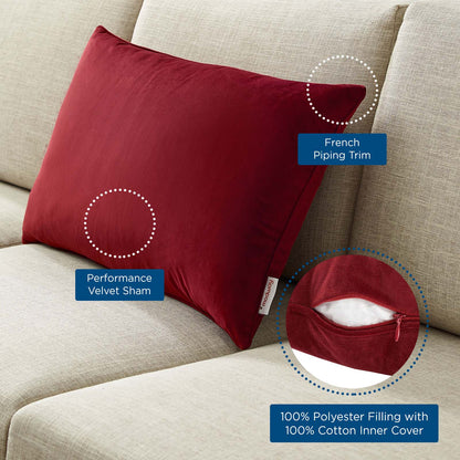 Enhance 24" Lumbar Performance Velvet Throw Pillow, Velvet, Red, 20490