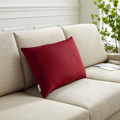 Enhance 24" Lumbar Performance Velvet Throw Pillow, Velvet, Red, 20490