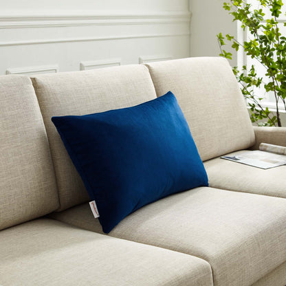 Enhance 24" Lumbar Performance Velvet Throw Pillow, Velvet, Blue Navy, 20491