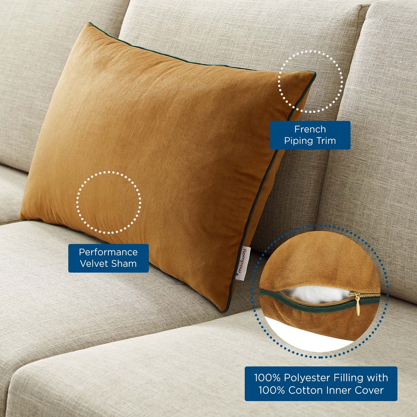 Accentuate 24" Lumbar Performance Velvet Throw Pillow, Velvet, Brown Green, 20493
