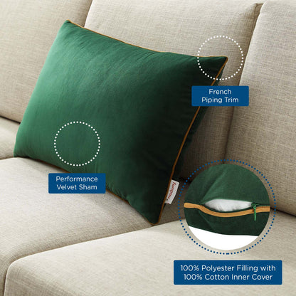 Accentuate 24" Lumbar Performance Velvet Throw Pillow, Velvet, Green Brown, 20494