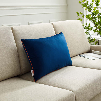 Accentuate 24" Lumbar Performance Velvet Throw Pillow, Velvet, Blue Navy Pink, 20495