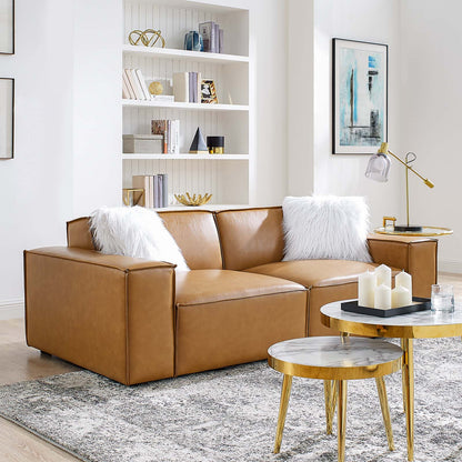 Restore Vegan Leather Loveseat, Faux Vegan Leather, Tan, 20496