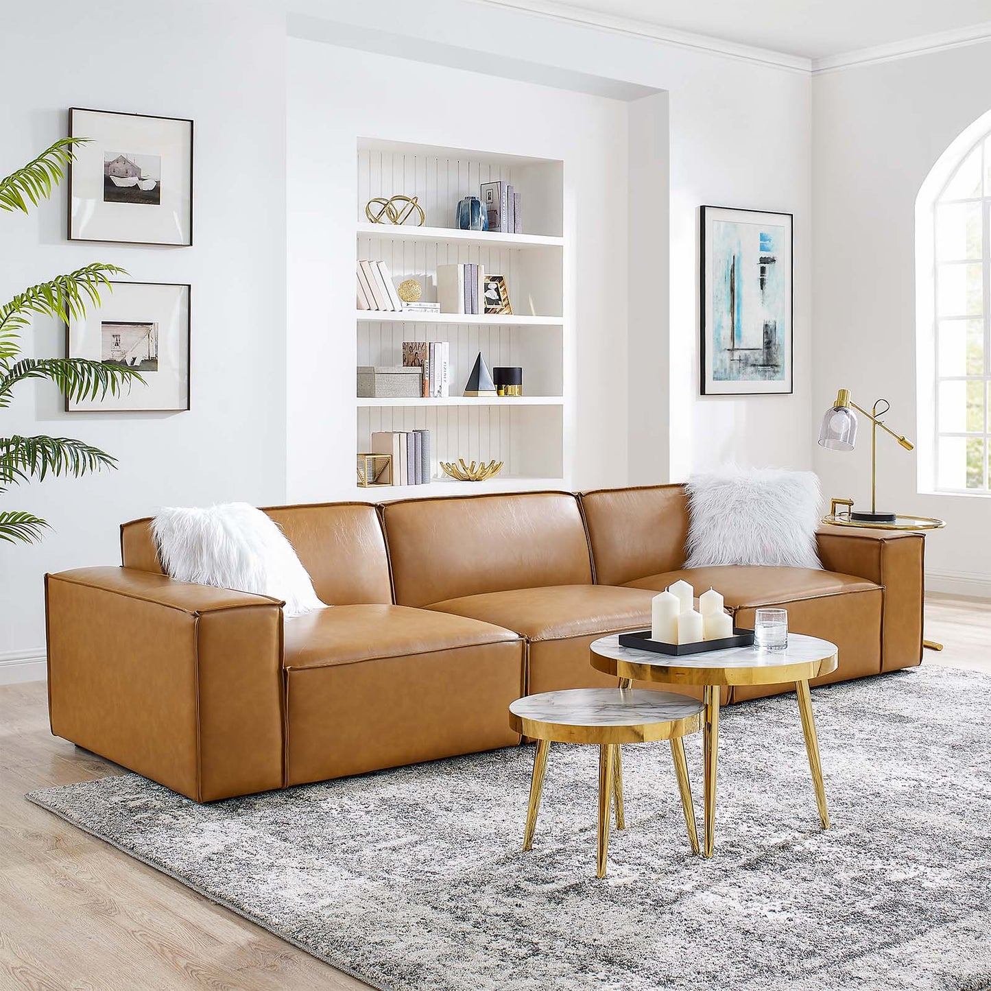 Restore Vegan Leather 3-Piece Sofa, Faux Vegan Leather, Tan, 20497