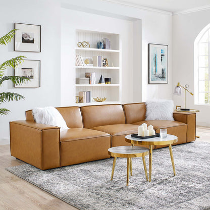 Restore Vegan Leather 3-Piece Sofa, Faux Vegan Leather, Tan, 20497