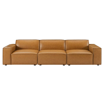 Restore Vegan Leather 3-Piece Sofa, Faux Vegan Leather, Tan, 20497