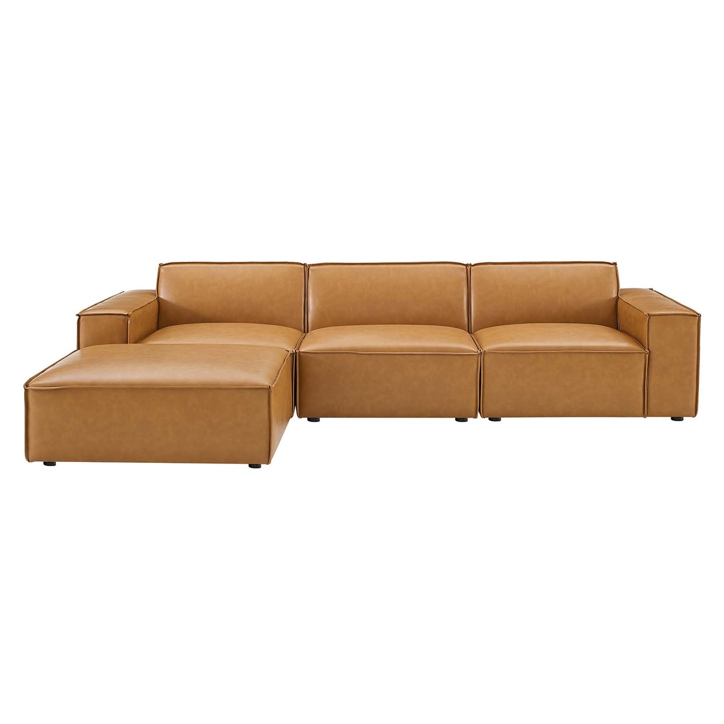 Restore 4-Piece Vegan Leather Sectional Sofa, Faux Vegan Leather, Tan, 20498