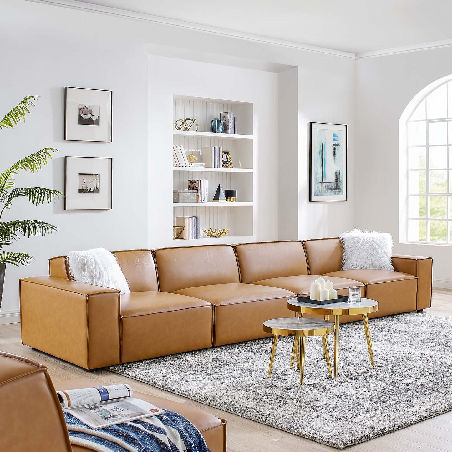 Restore Vegan Leather 4-Piece Sofa, Faux Vegan Leather, Tan, 20499
