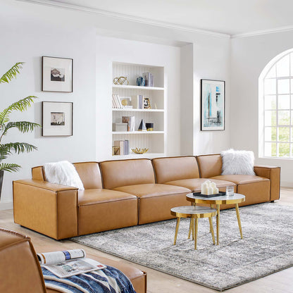 Restore Vegan Leather 4-Piece Sofa, Faux Vegan Leather, Tan, 20499