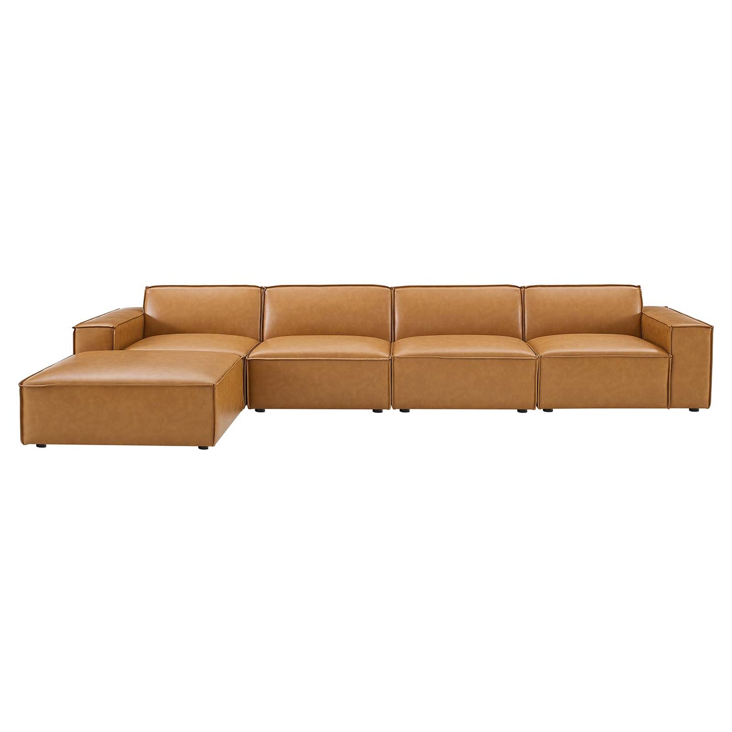 Restore 5-Piece Vegan Leather Sectional Sofa, Faux Vegan Leather, Tan, 20500