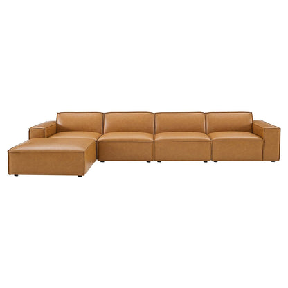 Restore 5-Piece Vegan Leather Sectional Sofa, Faux Vegan Leather, Tan, 20500