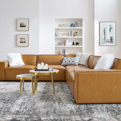Restore 5-Piece Vegan Leather Sectional Sofa, Faux Vegan Leather, Tan, 20501