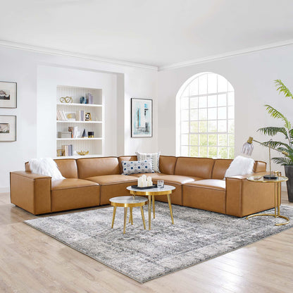 Restore 5-Piece Vegan Leather Sectional Sofa, Faux Vegan Leather, Tan, 20501
