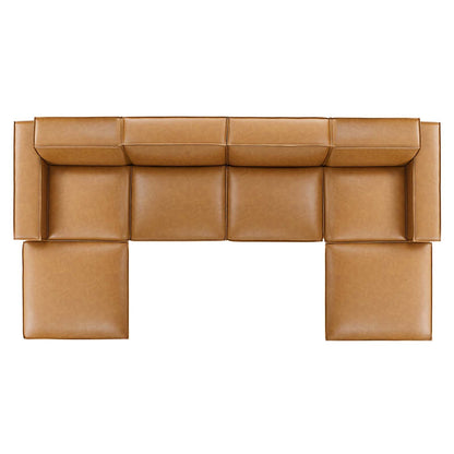 Restore 6-Piece Vegan Leather Sectional Sofa, Faux Vegan Leather, Tan, 20502