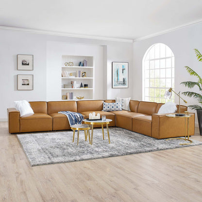 Restore 6-Piece Vegan Leather Sectional Sofa, Faux Vegan Leather, Tan, 20504