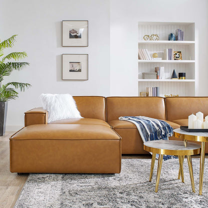 Restore 7-Piece Vegan Leather Sectional Sofa, Faux Vegan Leather, Tan, 20505