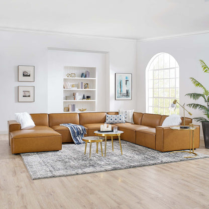 Restore 7-Piece Vegan Leather Sectional Sofa, Faux Vegan Leather, Tan, 20505