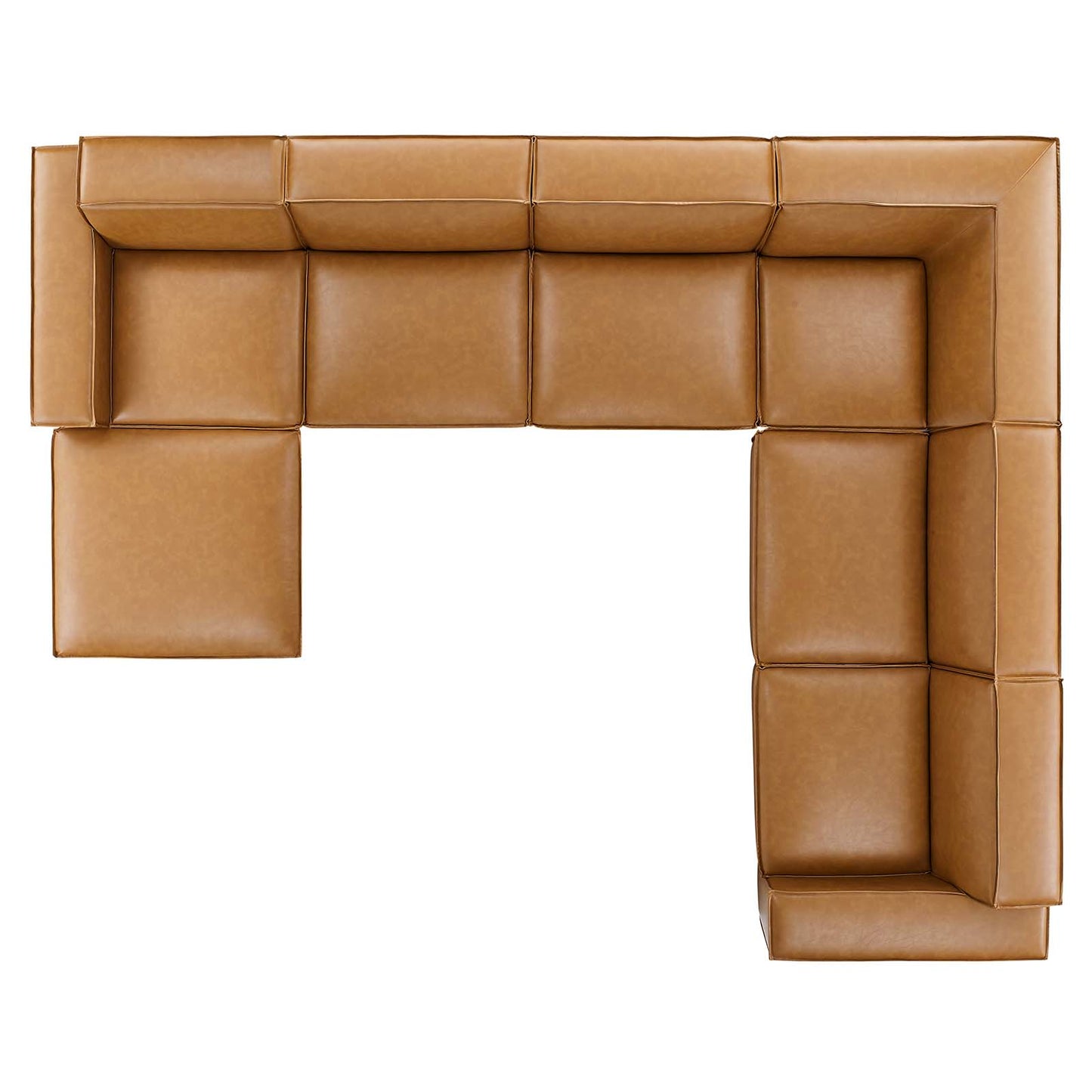 Restore 7-Piece Vegan Leather Sectional Sofa, Faux Vegan Leather, Tan, 20505