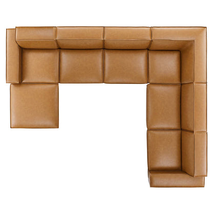 Restore 7-Piece Vegan Leather Sectional Sofa, Faux Vegan Leather, Tan, 20505