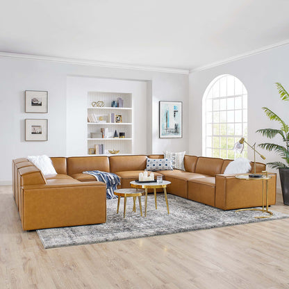 Restore 8-Piece Vegan Leather Sectional Sofa, Faux Vegan Leather, Tan, 20506