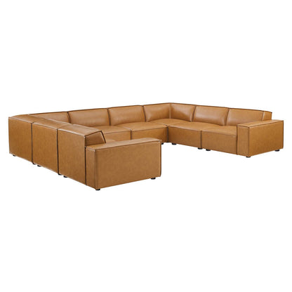 Restore 8-Piece Vegan Leather Sectional Sofa, Faux Vegan Leather, Tan, 20506