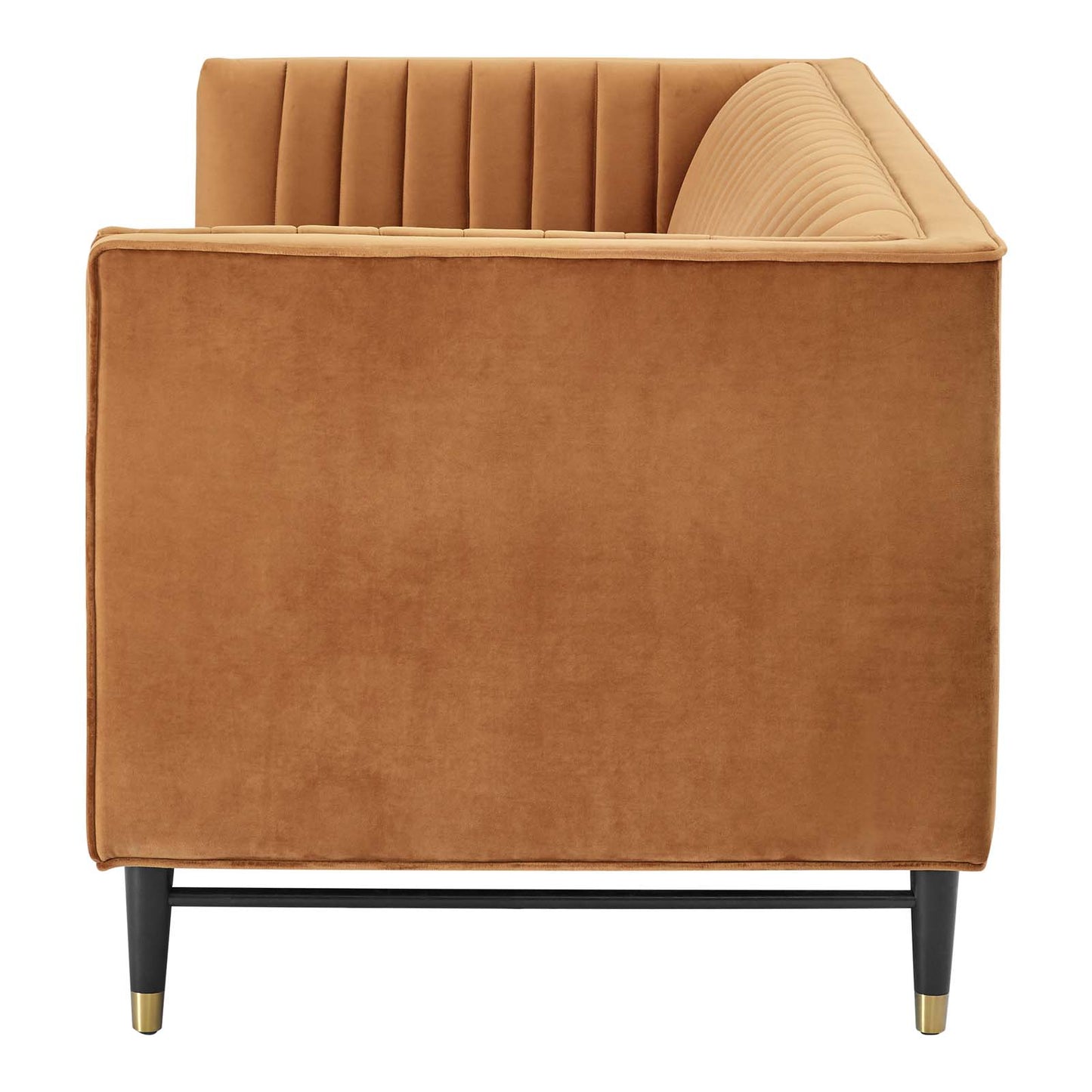 Devote Channel Tufted Performance Velvet Loveseat, Velvet, Brown, 20507