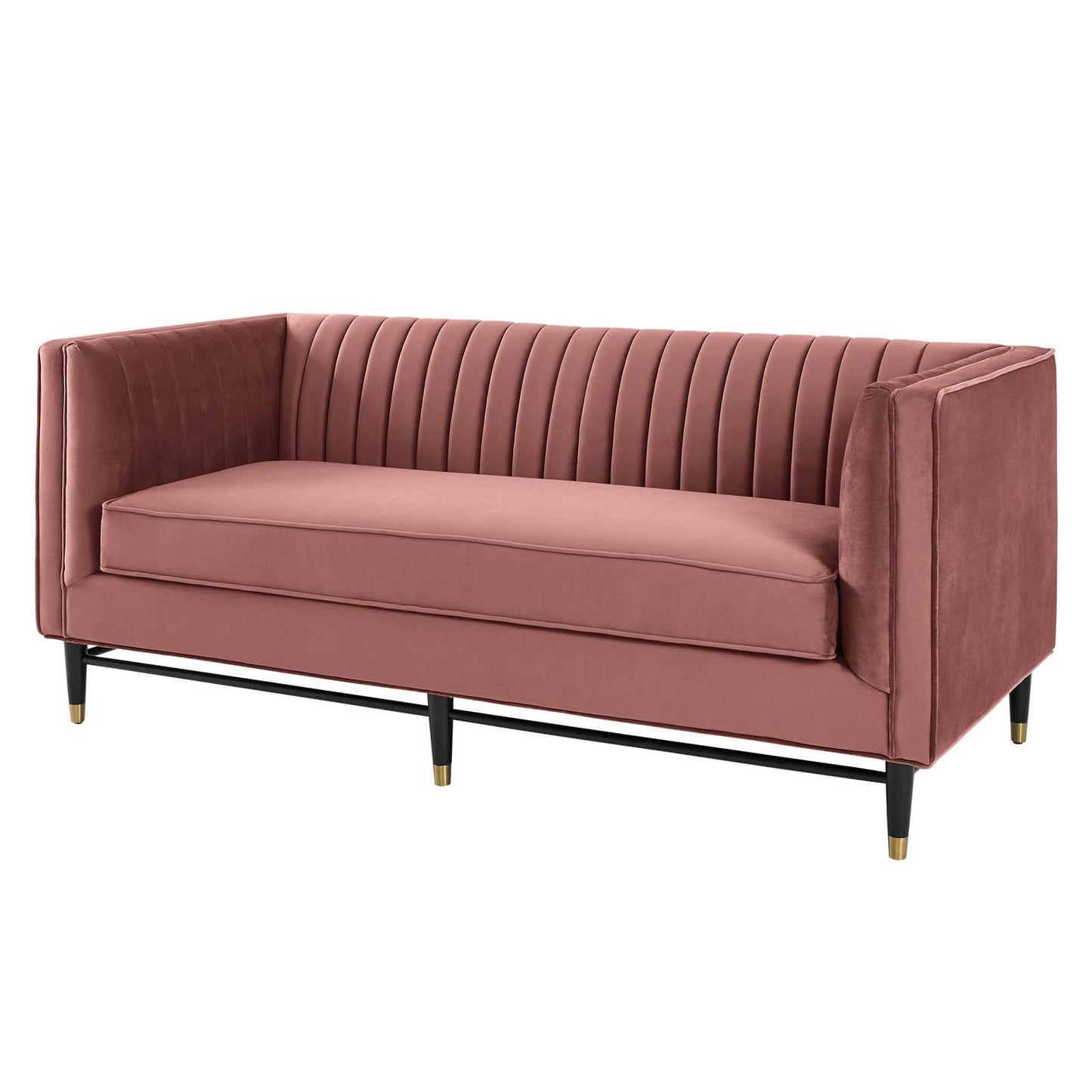 Devote Channel Tufted Performance Velvet Loveseat, Velvet, Pink, 20508