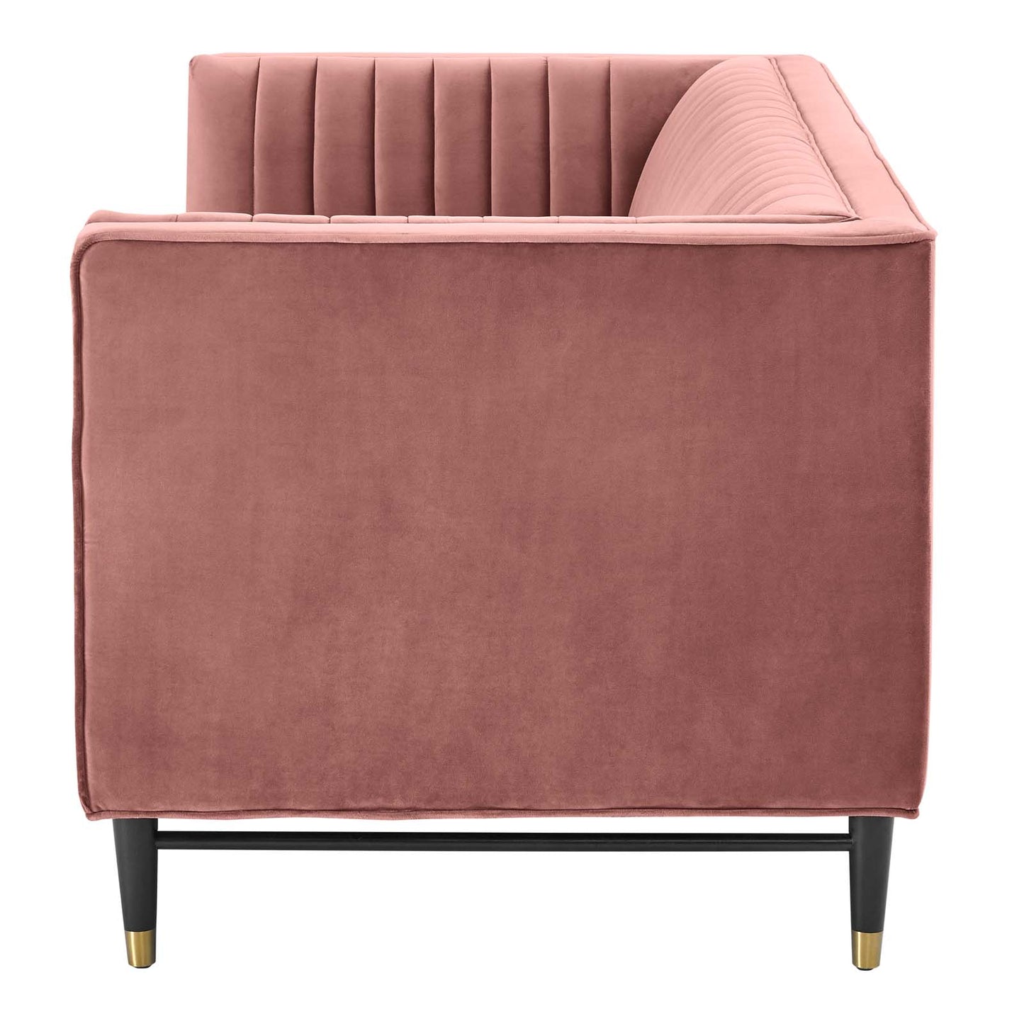 Devote Channel Tufted Performance Velvet Loveseat, Velvet, Pink, 20508