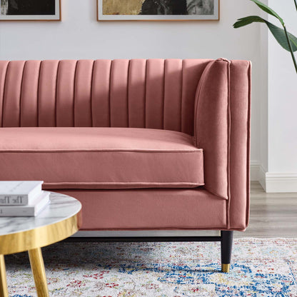 Devote Channel Tufted Performance Velvet Loveseat, Velvet, Pink, 20508