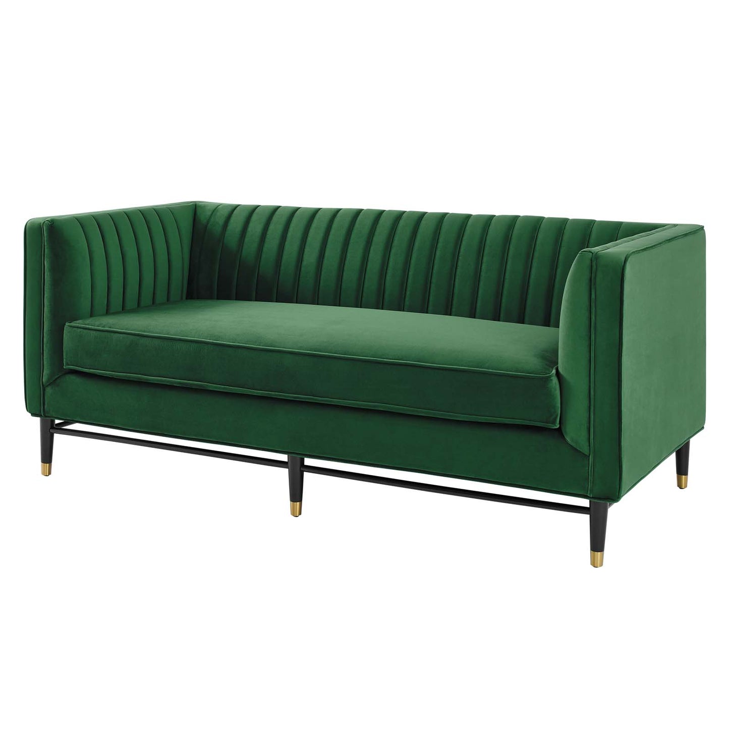 Devote Channel Tufted Performance Velvet Loveseat, Velvet, Green, 20509