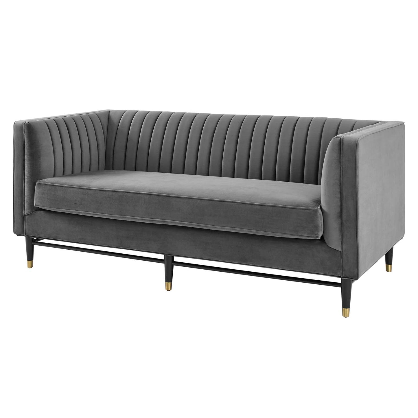 Devote Channel Tufted Performance Velvet Loveseat, Velvet, Grey Gray, 20510