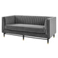 Devote Channel Tufted Performance Velvet Loveseat, Velvet, Grey Gray, 20510