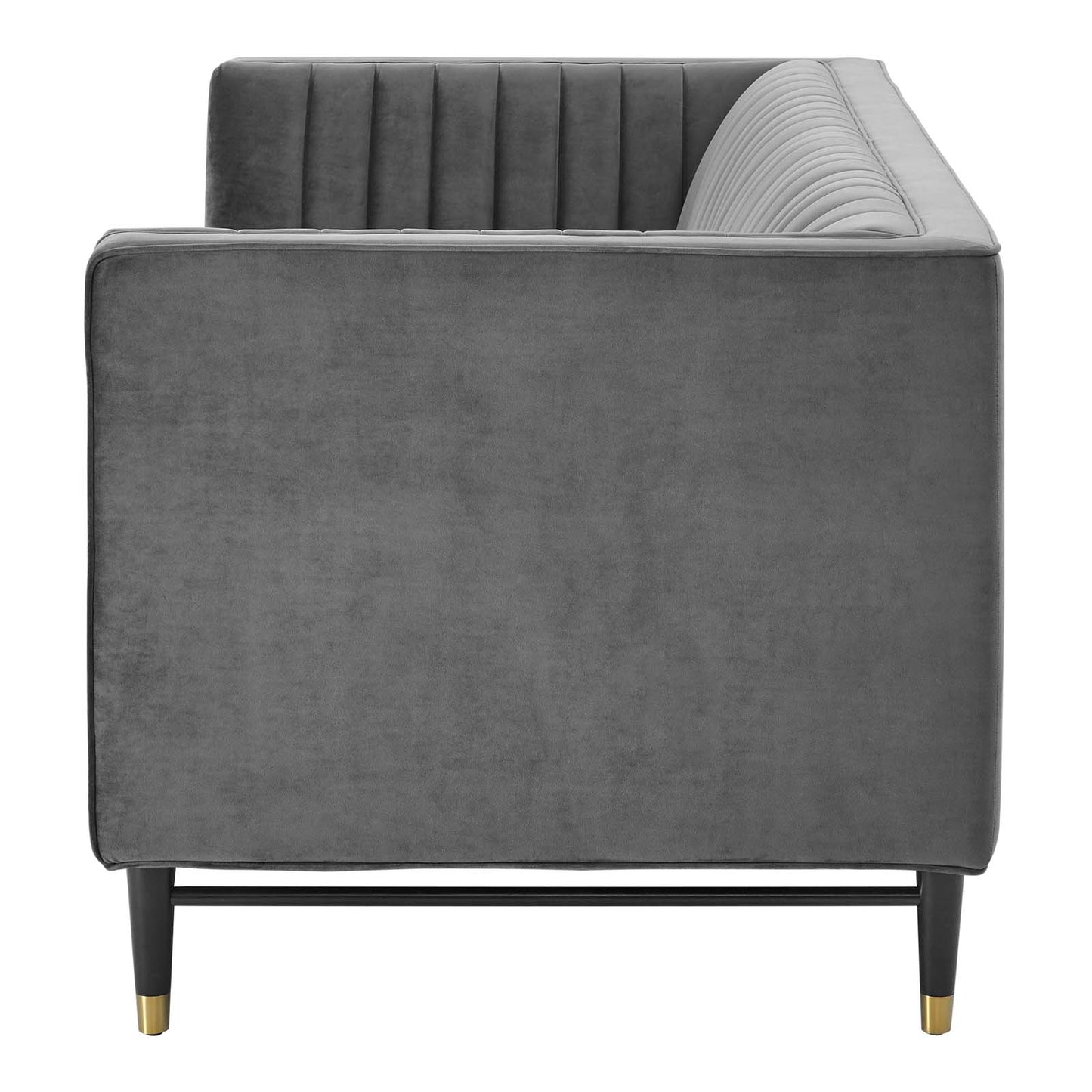 Devote Channel Tufted Performance Velvet Loveseat, Velvet, Grey Gray, 20510