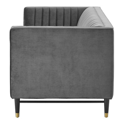Devote Channel Tufted Performance Velvet Loveseat, Velvet, Grey Gray, 20510