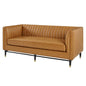 Devote Channel Tufted Vegan Leather Loveseat, Faux Vegan Leather, Tan, 20511