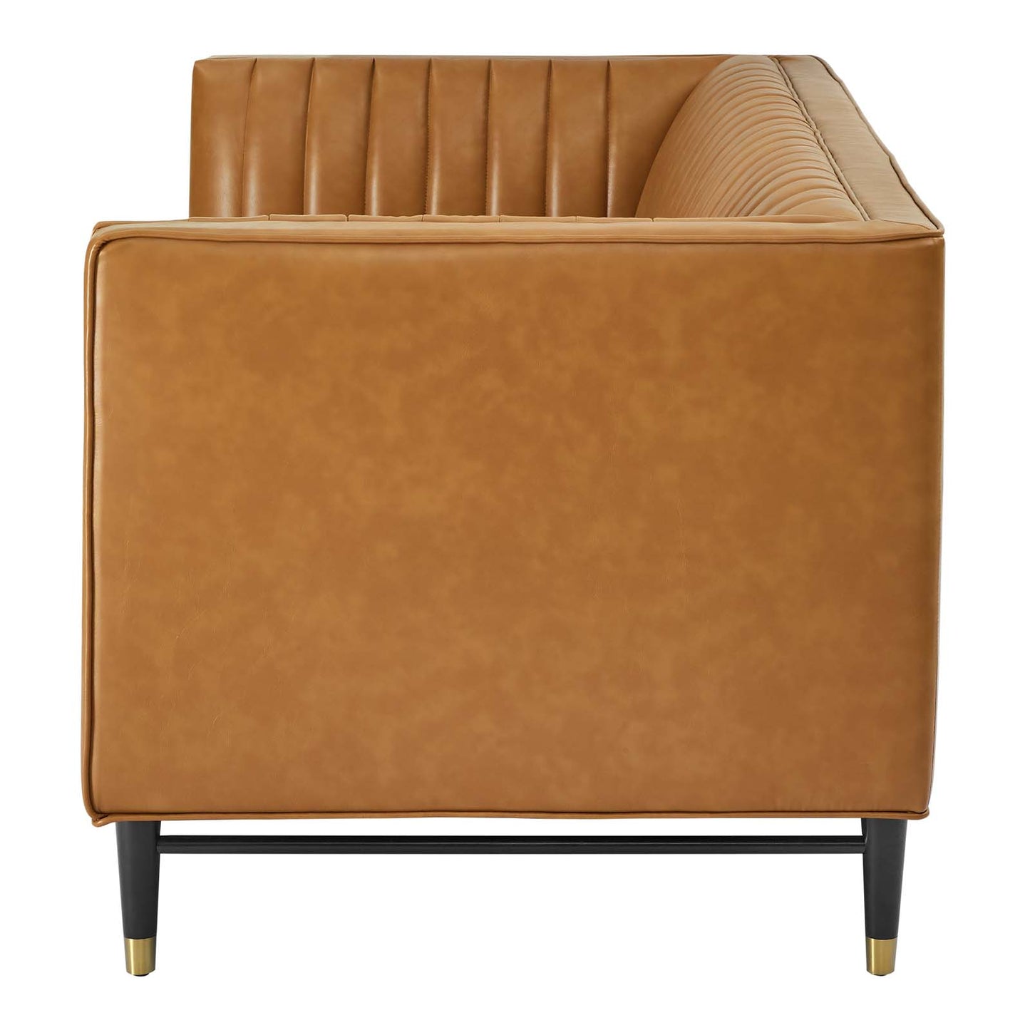 Devote Channel Tufted Vegan Leather Loveseat, Faux Vegan Leather, Tan, 20511