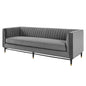 Devote Channel Tufted Performance Velvet Sofa, Velvet, Grey Gray, 20515