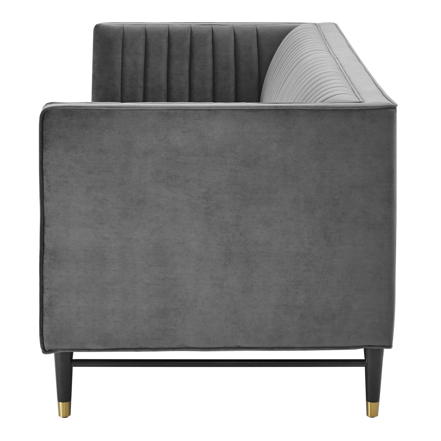 Devote Channel Tufted Performance Velvet Sofa, Velvet, Grey Gray, 20515