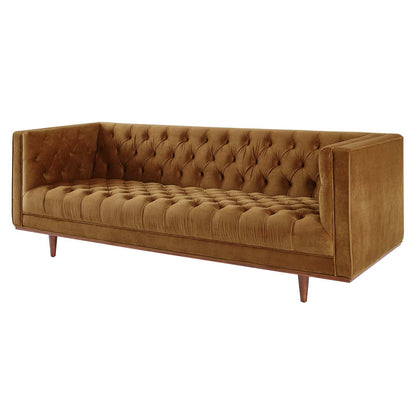 Elation Tufted Performance Velvet Sofa, Velvet, Brown, 20517