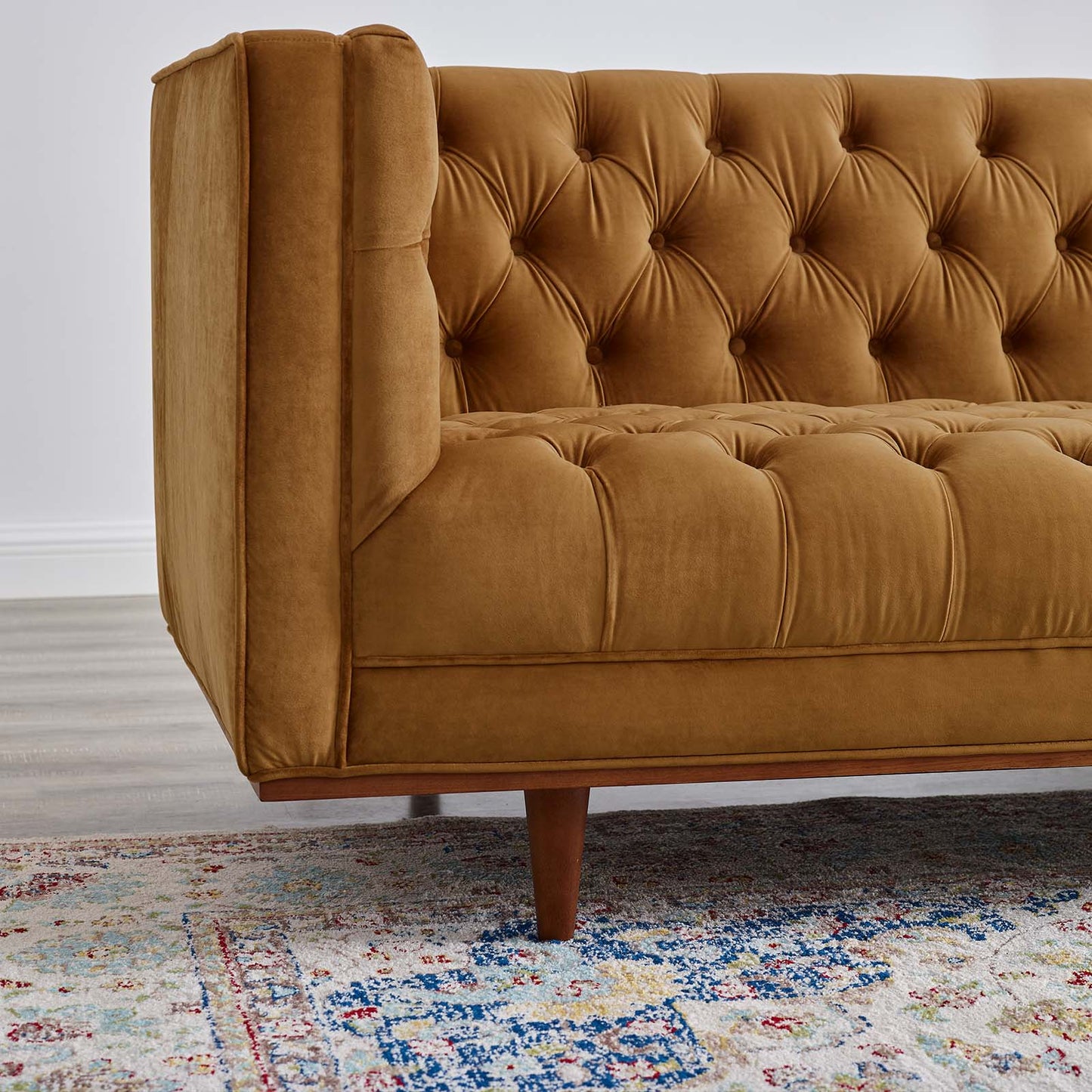 Elation Tufted Performance Velvet Sofa, Velvet, Brown, 20517
