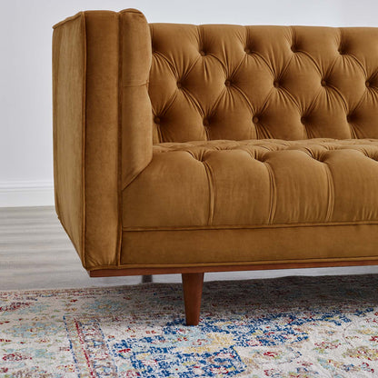 Elation Tufted Performance Velvet Sofa, Velvet, Brown, 20517