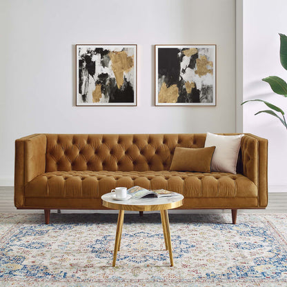 Elation Tufted Performance Velvet Sofa, Velvet, Brown, 20517