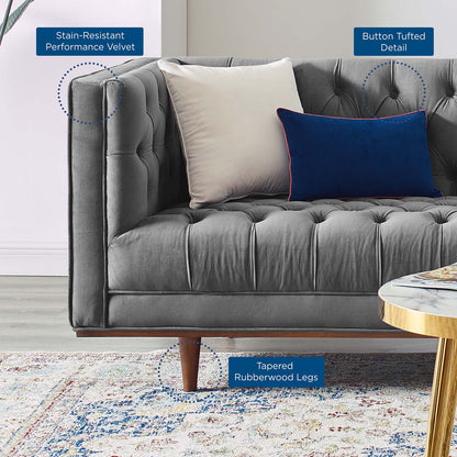 Elation Tufted Performance Velvet Sofa, Velvet, Grey Gray, 20518