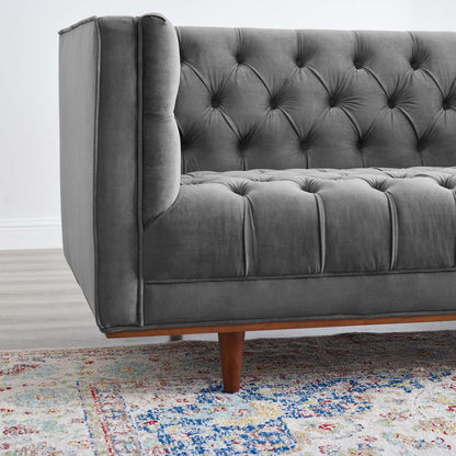 Elation Tufted Performance Velvet Sofa, Velvet, Grey Gray, 20518