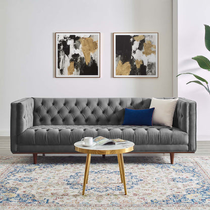 Elation Tufted Performance Velvet Sofa, Velvet, Grey Gray, 20518