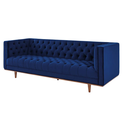 Elation Tufted Performance Velvet Sofa, Velvet, Blue Navy, 20519