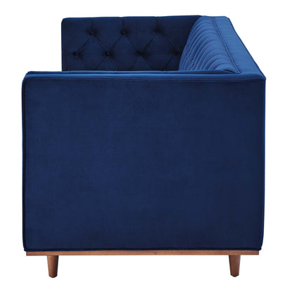 Elation Tufted Performance Velvet Sofa, Velvet, Blue Navy, 20519