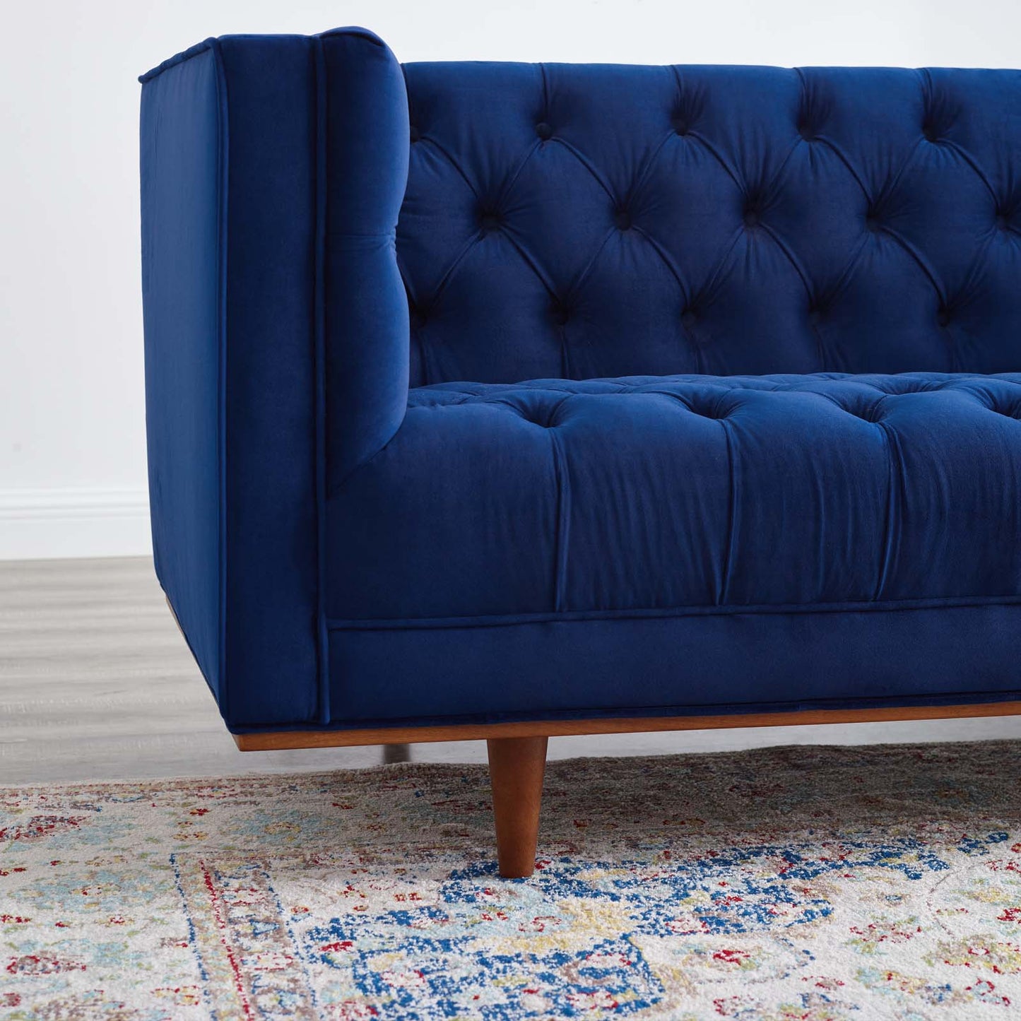 Elation Tufted Performance Velvet Sofa, Velvet, Blue Navy, 20519
