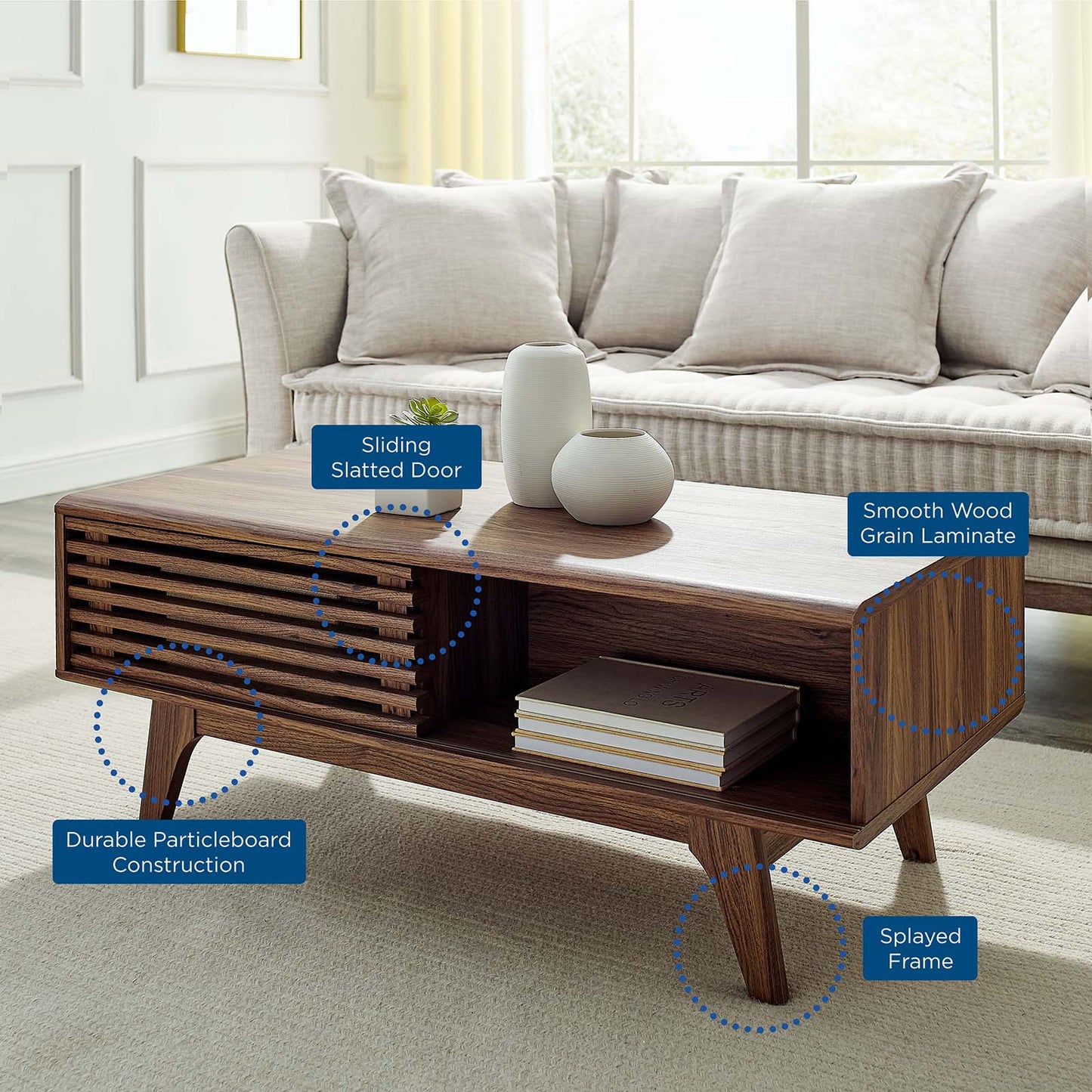 Render Coffee Table, Wood, Brown Walnut, 20520