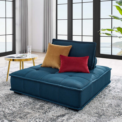 Saunter Tufted Fabric Armless Chair, Fabric, Navy Blue, 23125
